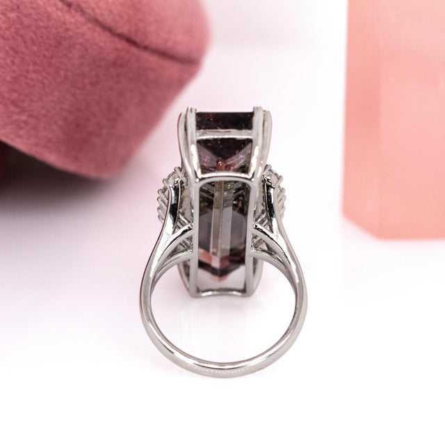 21cts Bi-Color Tourmaline Ring With Earth Mined Diamond Accents: Solid 14k Gold, Size 6.75 For Sale In Columbus - Image 6 of 7