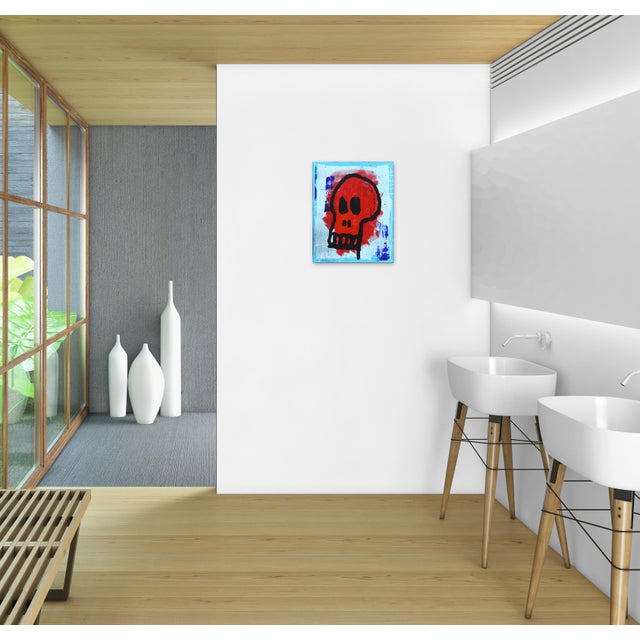 Blue "Whatever 3" Contemporary Abstract Mixed-Media Painting by Soren Grau For Sale - Image 8 of 9