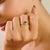Emerald Minimalist 18k Yellow Gold Pear Cut Deep Green Emerald Solitaire Wave Ring Size 5 For Sale - Image 8 of 14