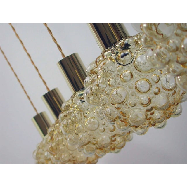 Gold Mid-Century German Amber Glass Bubble and Brass Pendant, 1960s For Sale - Image 8 of 11