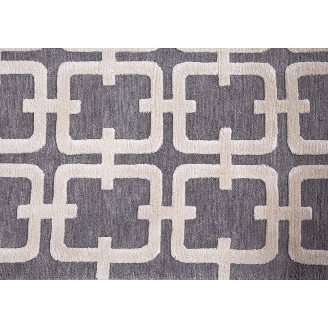 Early 21st Century Contemporary Geometric High-low Knotted Wool Runner by Doris Leslie Blau For Sale - Image 5 of 8
