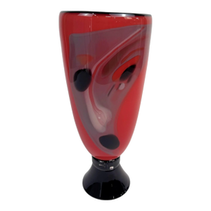 Abstract Red & Black Art Glass Vase