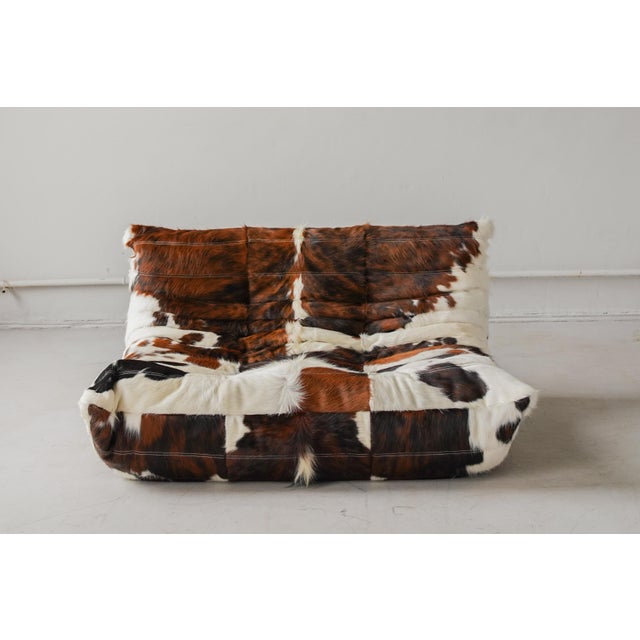 Togo 2-Seater Sofa in Cow Leather by Michel Ducaroy for Ligne Roset, 1970 For Sale - Image 6 of 8