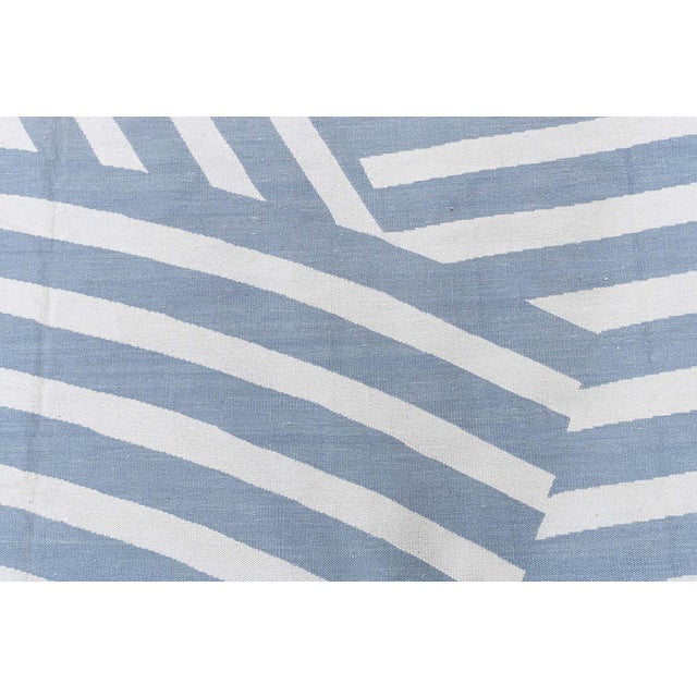 Modern Abstract White And Blue Rug "Berber Hills" Designed By Kim Alexandriuk For Sale - Image 4 of 6
