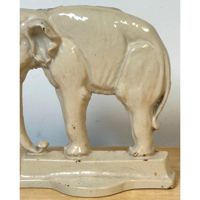 Cream Rare 19th Century English Enamelled Cast Iron Doorstop of Jumbo the Elephant For Sale - Image 8 of 18