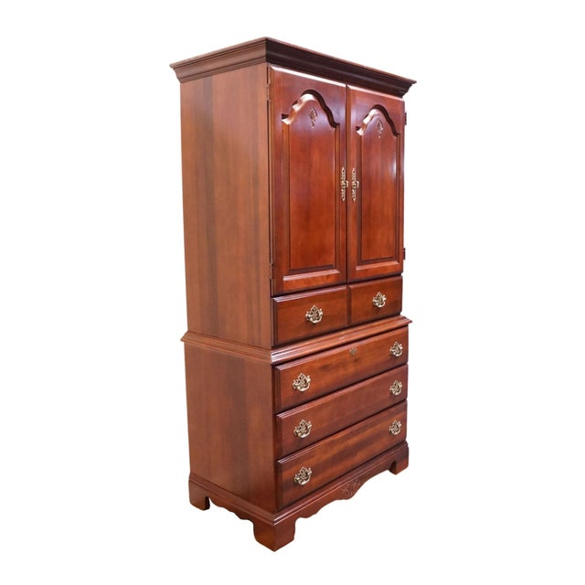 Traditional Kincaid Furniture Solid Cherry Traditional Style 39" Media / Clothing Armoire 21-165 For Sale - Image 3 of 14