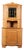 Danish Brutalist Oak Corner Cabinet with Leaded Glass, 1960s For Sale