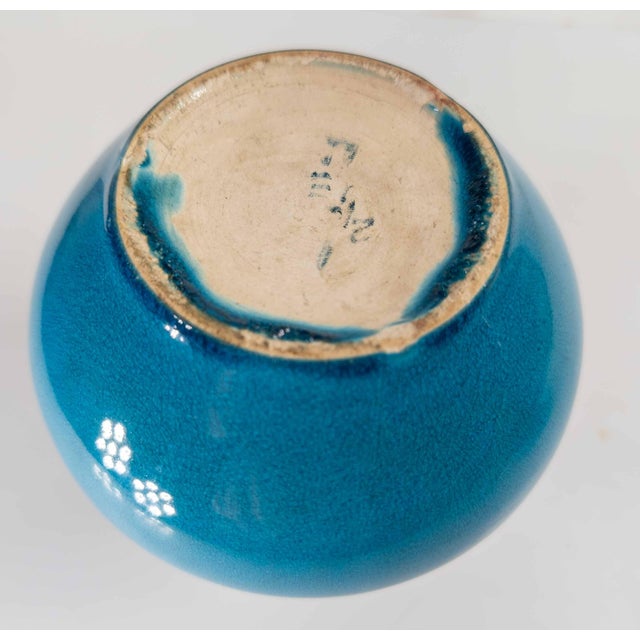 20th Century Japanese Electric Blue Turquoise Kangxi Style Bottle Vase For Sale - Image 13 of 16