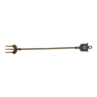 Vintage English Brass Toasting Fork With City of London Heraldic Coat of Arms For Sale