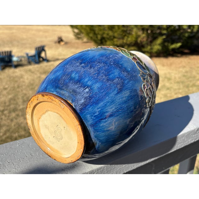 Royal Doulton England - Late 19th C. Floral Relief Stoneware 10" Vase For Sale - Image 11 of 11