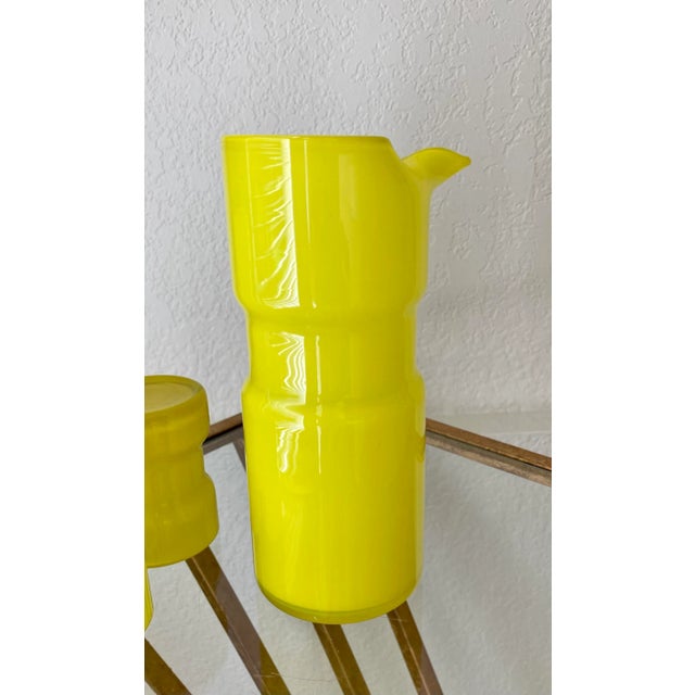 Glass Mid 20th-Century Holt-Howard Neon Yellow Glass Cocktail Beverage Set - 5-Pieces For Sale - Image 7 of 13