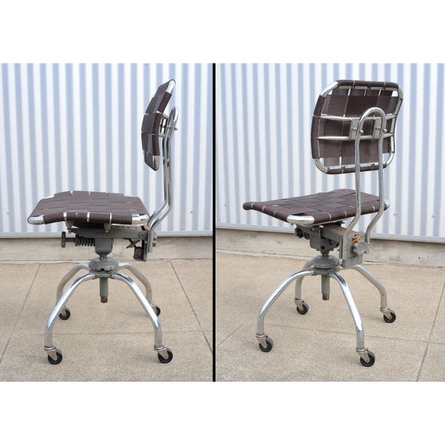 Mid-Century Modern 1950s Mid Century Industrial Bevco Chrome Office Desk Chair With Brown Upholstery For Sale - Image 3 of 13