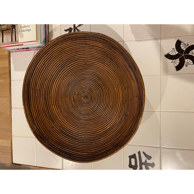 1970’s Large 20" Crespi Style Pencil Reed Footed Bowl For Sale - Image 9 of 10