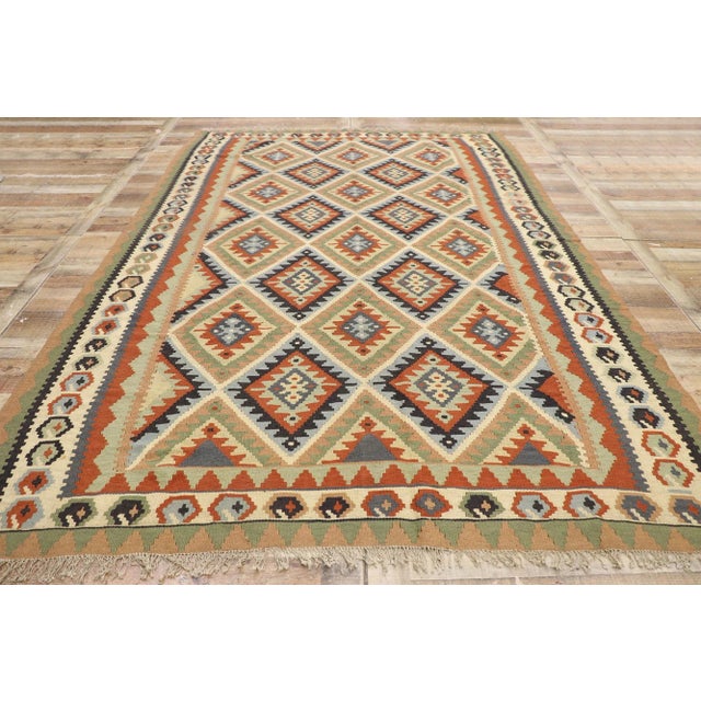 Textile Vintage Persian Shiraz Kilim Rug - 06'09 X 10'01 For Sale - Image 7 of 9