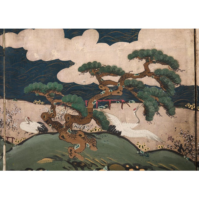 Wood Japanese Edo Screen Kano School Isle of Immortals For Sale - Image 7 of 12