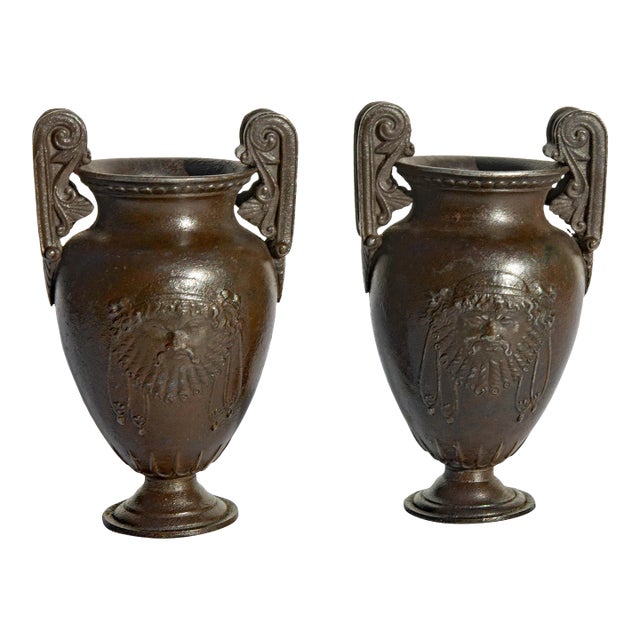 Pair of Cabinet Size Roman Classical Urns or Vases For Sale