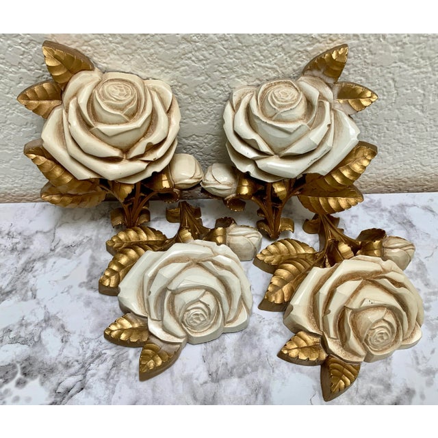 Set of Four 1950s Textural Roses Wall Accents, Midcentury Homco Usa For Sale - Image 11 of 11