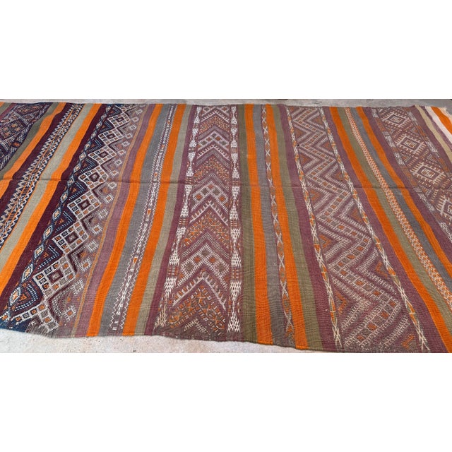 1990s Authentic Flatweave Rug With Striped Pattern - 9.9 X 5.05 Ft For Sale - Image 10 of 10