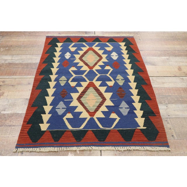 Textile Vintage Persian Shiraz Kilim Rug - 03'00 X 04'00 For Sale - Image 7 of 9
