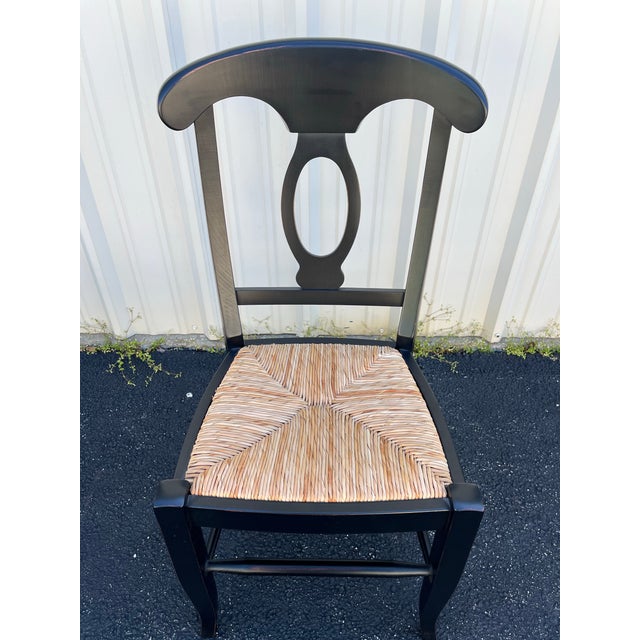 Black Pottery Barn Napoleon Black Rush Seat Modern Dining Chairs- Set of 4 For Sale - Image 8 of 12