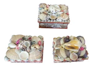 Vintage Seaside Souvenir Jewelry Boxes, 1940s, Set of 3
