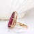 2020s 7.75cts Rubellite Tourmaline and Accented Diamond Ring in 14k Solid Yellow Gold For Sale - Image 5 of 7