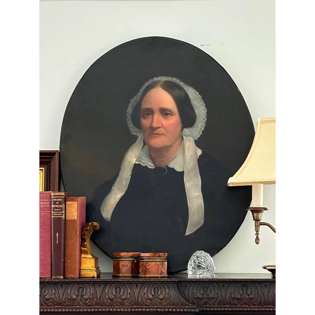 Original 19th Century American Oval Oil Portrait Painting For Sale - Image 12 of 12