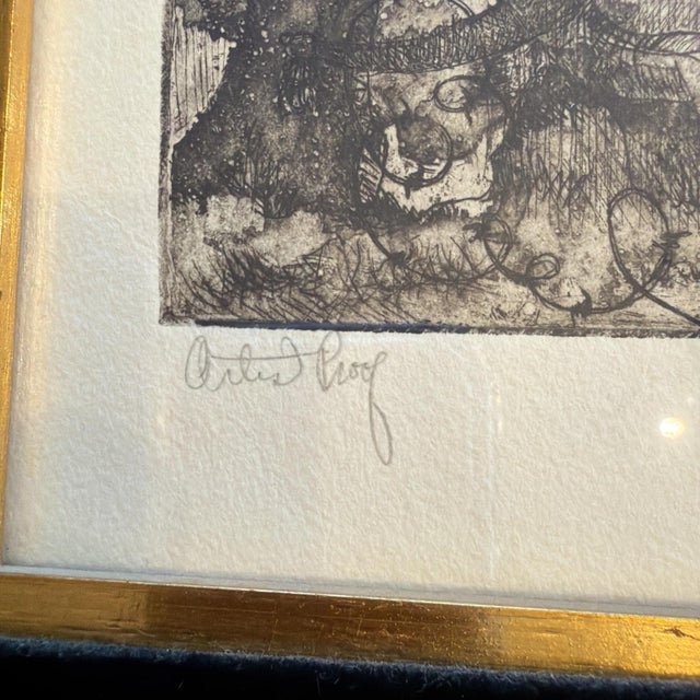 1970s Charles Bragg "Victory Party" Artist Proof Signed Etching Professionaly Framed For Sale - Image 4 of 11