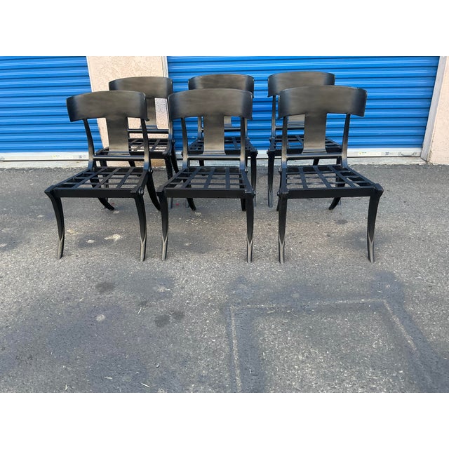 Modern Mid-Century Style Klismos Patio Dining Chairs -6 For Sale - Image 4 of 13