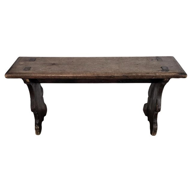 Antique Italian Minimal Primitive Rustic Wooden Bench, 1890s For Sale - Image 9 of 9