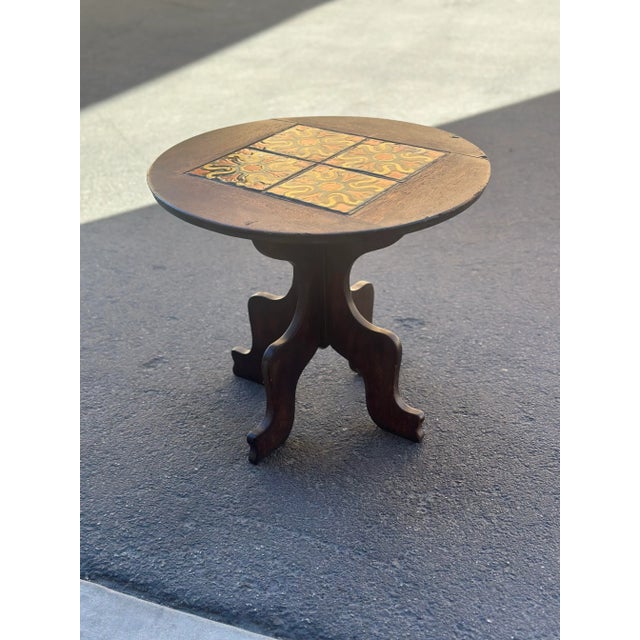 Burnt Umber 1940s California Tile Top Table For Sale - Image 8 of 12