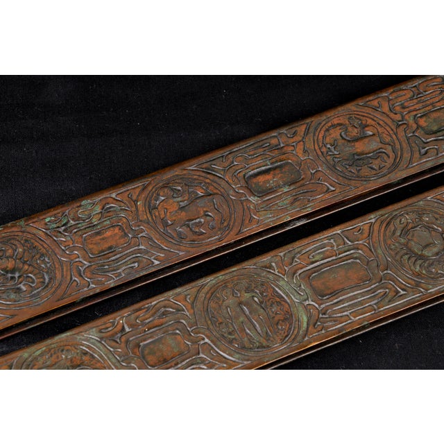 Pair of Tiffany Studios, NY, Zodiac Pattern Blotter Ends Marked "Tiffany Studios 986" 19.5"L x 2"W
