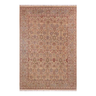 Beautiful Intricate Tabriz Pak-Persian Gold/Green Wool Rug - 9'1'' X 12'5'' For Sale