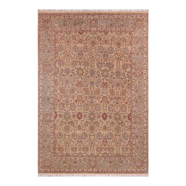 Beautiful Intricate Tabriz Pak-Persian Gold/Green Wool Rug - 9'1'' X 12'5'' For Sale