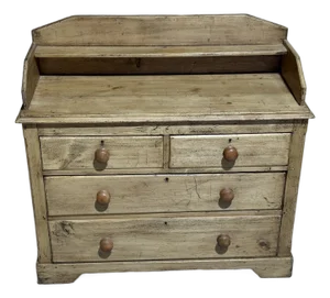 Antique Pine Two Over Two Drawers - Chest of Drawers With Gallery Back - From England