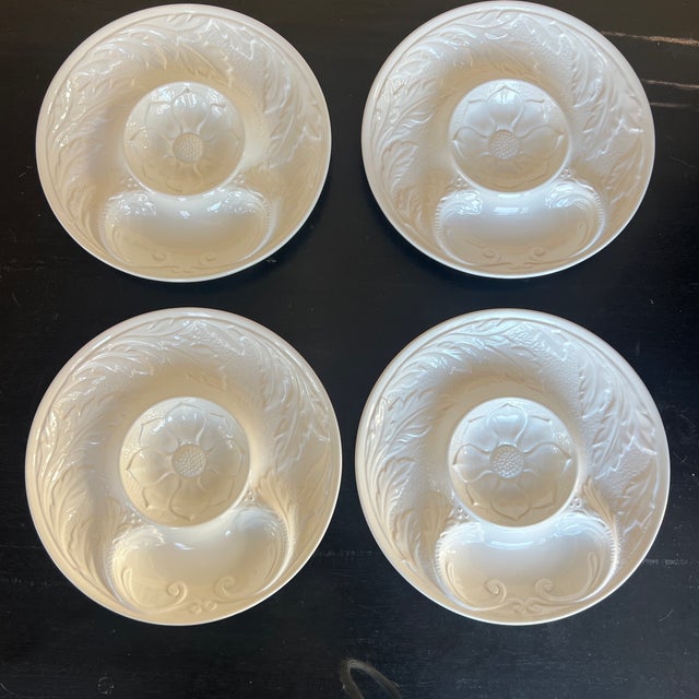Vintage French White Ceramic Artichoke Plates - Set of 4 For Sale - Image 9 of 9