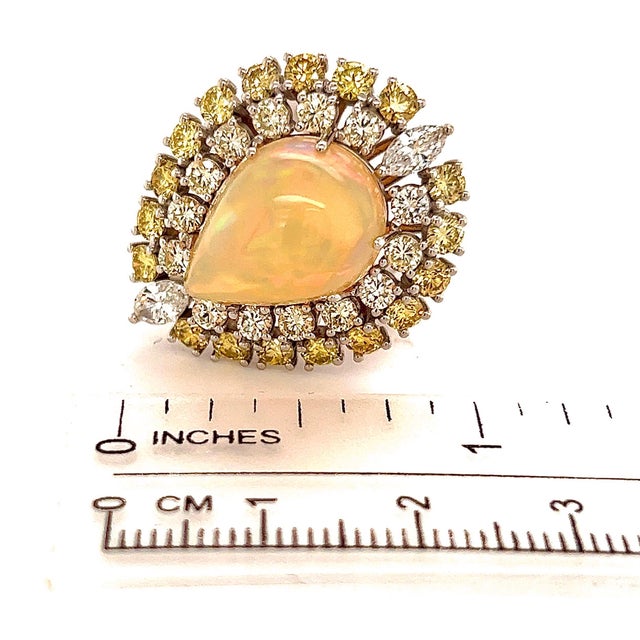 White Natural White Opal Diamond Ring 14k Gold 11 TCW GIA Certified, Size 6.25 For Sale - Image 8 of 13