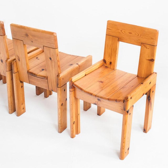 1970s Vintage Pine Chairs attributed to Silvio Coppola for Fratelli Montin, Italy, 1970s, Set of 4 For Sale - Image 5 of 16