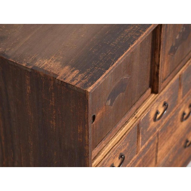 Antique Japanese Tansu Chest of Drawers with Sliding Door For Sale - Image 3 of 13