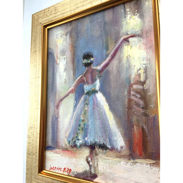 Ballerina Painting Original Impressionist Oil Blue Dancer by Valeriya Serova, Framed For Sale - Image 4 of 12