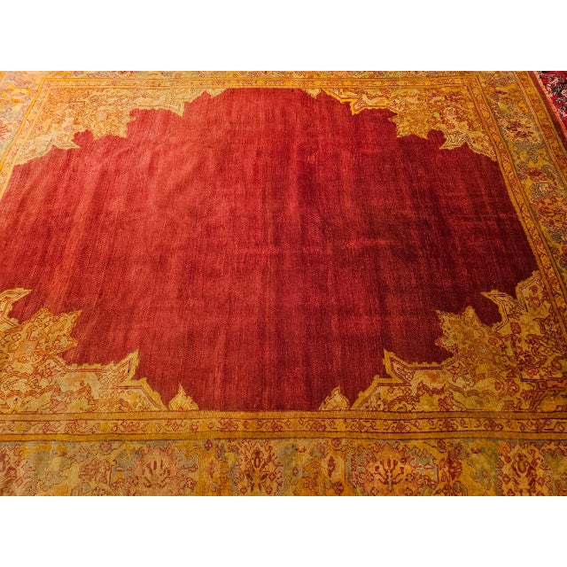 Late 19th Century Antique Turkish Oushak Room Size Rug, Handwoven Wool, Red & Yellow, 10' x 12' For Sale - Image 5 of 16