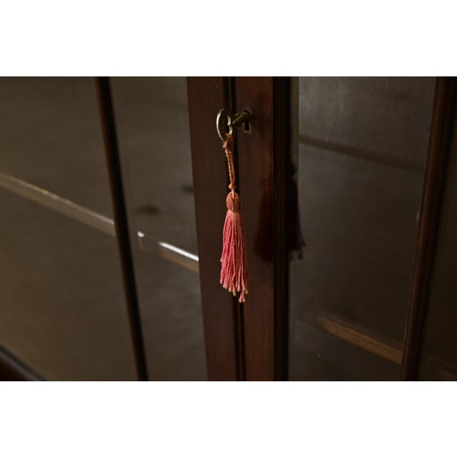 Berkey & Gay Style Antique Chippendale Carved Mahogany Bookcase Cabinet, Circa 1920s For Sale - Image 9 of 14