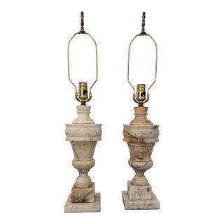 Vintage Marble Table Lamps a Pair For Sale