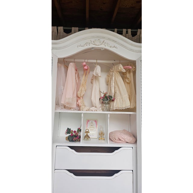 White Armoire Cabinet, French Provencial, 1950's For Sale - Image 16 of 17