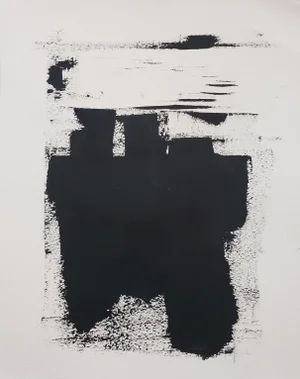 Heart 01 Original Abstract Modern Painting by Carrie Bergey, Black White