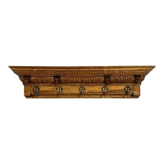 Antique Carved Wood Wall/Coat Rack For Sale