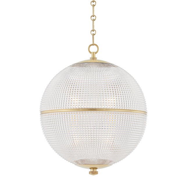 Metal Hudson Valley Lighting Mark D. Sikes Sphere No. 3 1-Light Large Pendant, Aged Brass For Sale - Image 7 of 7