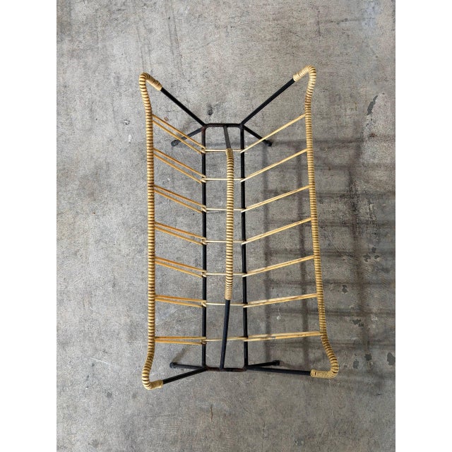 Danish Metal Magazine Holder With Woven Vinyl String Rack Mid-Century Modern 1950s For Sale - Image 9 of 9