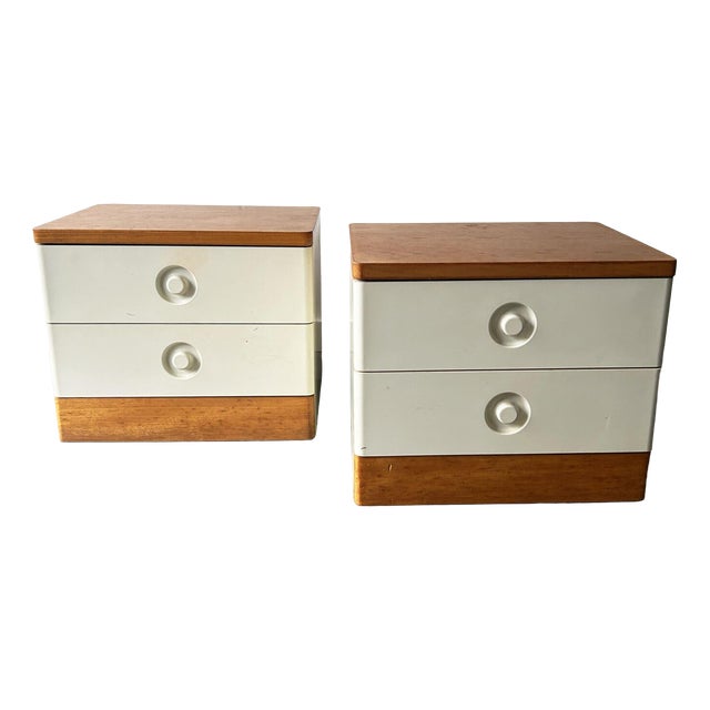 Mid-Century Teak and Formica Bedside Cabinets by Stag, 1960s, Set of 2 For Sale