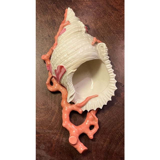 Antique 19th century Royal Worcester porcelain conch shell & coral wall pocket vase. May be hung on the wall or rested...